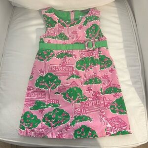 Pink and green Lilly Pulitzer dress with belt detail